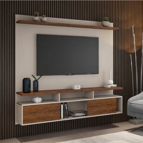 Home Suspenso Gael TV até 55" Off White.Imbuia Até 12x