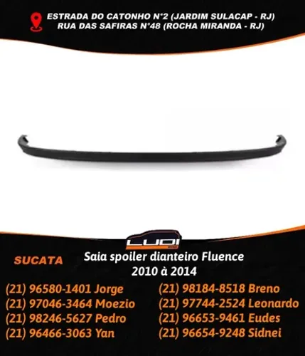 Saia spoiler dianteiro Fluence 2010 à 2014