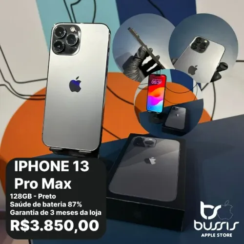 Iphone 13 Pro Max 128 Gigas Grafite Semi Novo / Loja Fisica / NUMERO 1 EM SEMI Novos