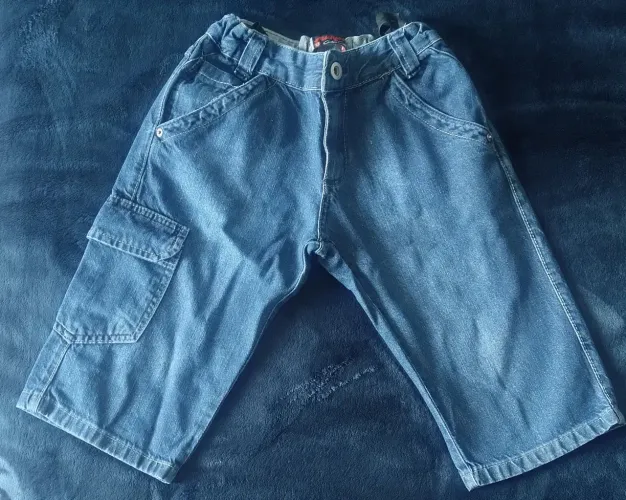 Bermuda cargo infantil masculina jeans tamanho 12