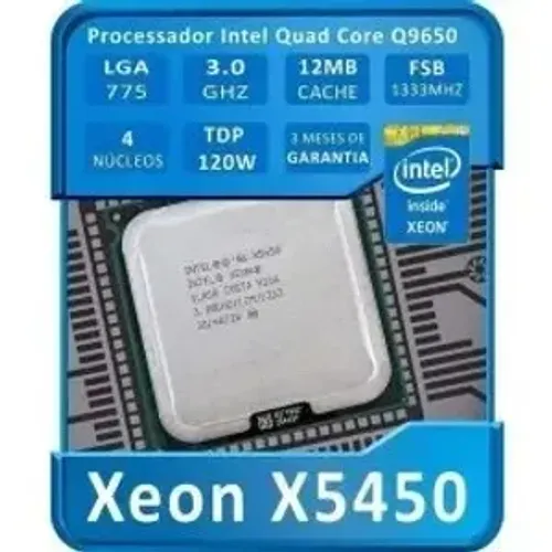 Proc intel Xeon x5450 quadcore lga775 adaptado 3.0Ghz/12mb cache/fsb1333/45nm/tdp 120w top