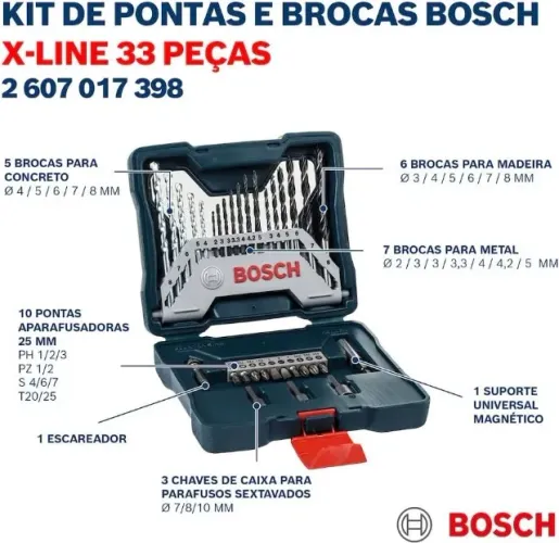 Jogo de Ferramentas da Bosch Maleta 33 Peças X-Line 33 - Original