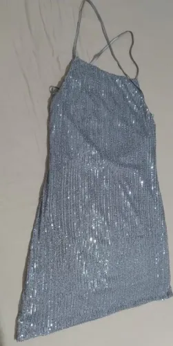 Vestido de festa prata com brilho