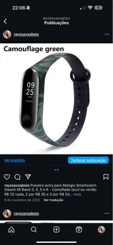 Pulseira extra para Relógio Smartwatch Xiaomi Mi Band