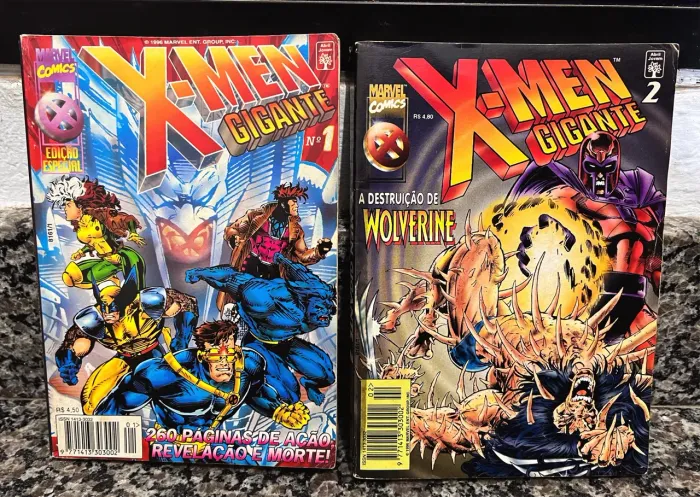 X men gigante número 1 e 2, editora abril de 1996, formatinho.