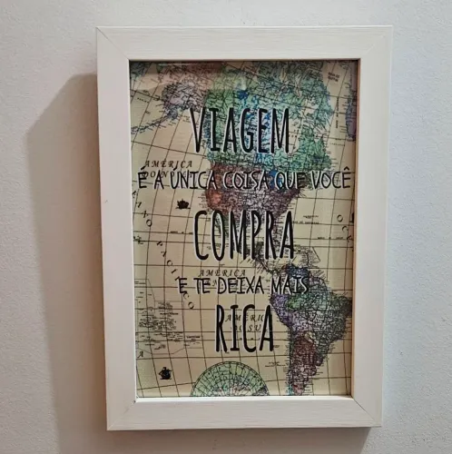 Quadro Decorativo Mapa Mundi Viagem