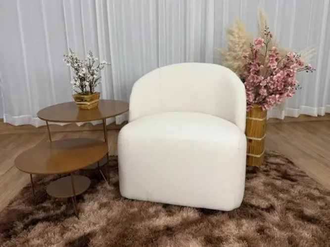 Novidade + frete grátis! Poltrona Decorativa Doha Bege Linho