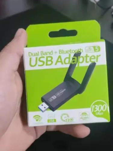 Adaptador Wi-Fi e Bluetooth USB 3.0 1300 Mbps