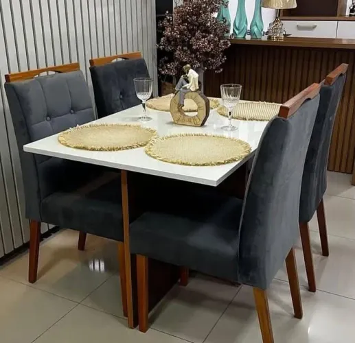 Conjunto de Mesa de Jantar Elegante com 4 Cadeiras