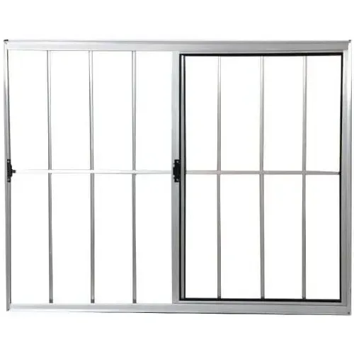janela de aluminio 2 folhas linha 14 com grade brilhante
