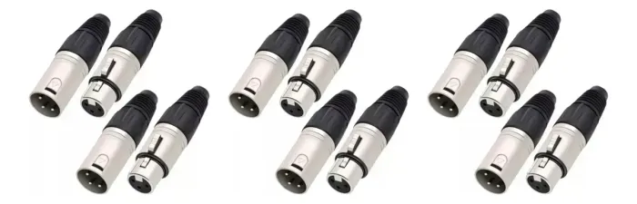 Kit 6 Plug Conector Canon Xlr Macho + 6 Xlr Femea Wireconex