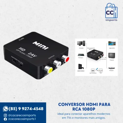 Conversor HDMI para RCA - 720p ou 1080p