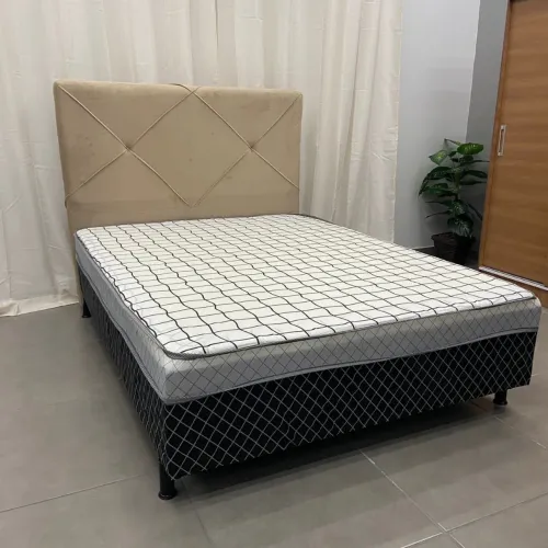 Cama Box Monaco Casal Ortopédica Com Cabeceira Opala 140x128x7cm- Produto Novo