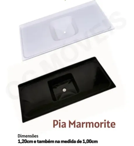 Pia Marmorite 1,20cm cores preto Granito ou Branco Granito