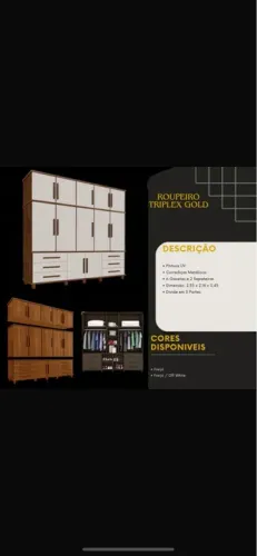 Roupeiro Triplex Gold 3 Portas - Novo