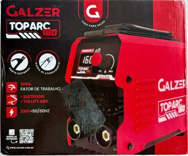 Maquina De Solda Arc 160a Eletrodo Mma Funilaria Galzer Cor Vermelho Frequência 60Hz 220v