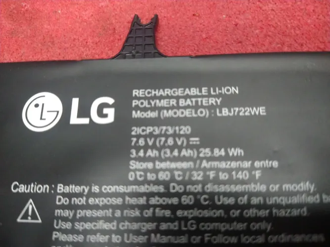 Bateria LBJ722WE PARA NOTEBOOK LG SlidePad 11T54 SlidePad 15U340 SlidePad 15UD340