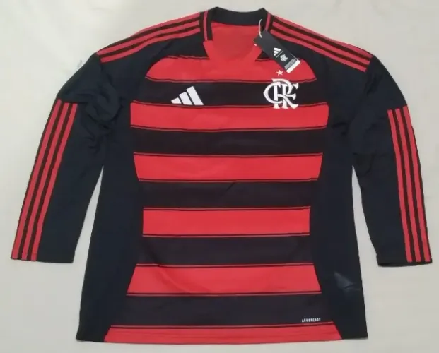Camisa do Flamengo Manga Longa Oficial Jogo 1 Adidas 2025