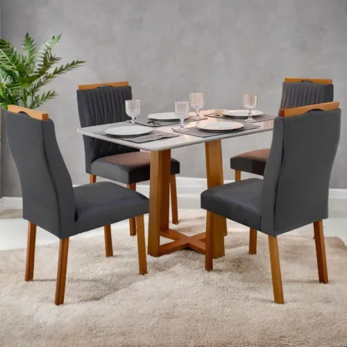 MESA JANTAR SUPER ELEGANTE ALTO PADRÃO CADEIRAS EM MADEIRA MACIÇA JÁ MONTADAS !! Ueytt