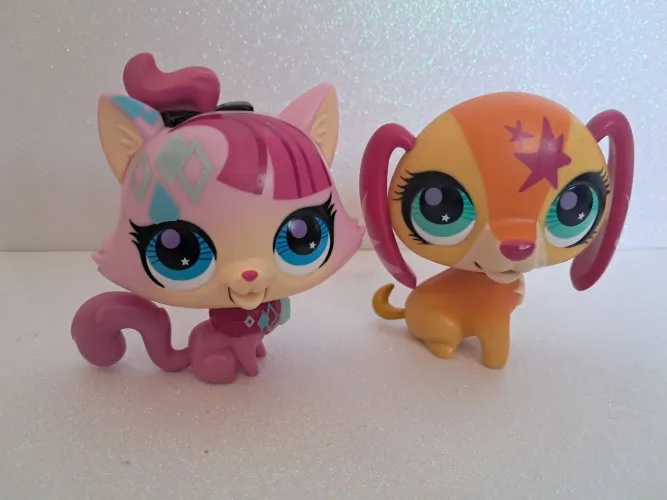 Lote miniaturas 11cm Little Pet Shop (LPS) Cachorro e gatinha cantores 