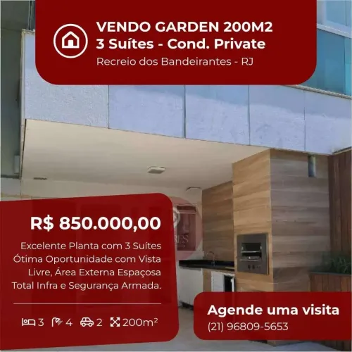 Apartamento Garden à venda, no Private Aqua & Gourmet em Rio de Janeiro, Recreio dos Bande