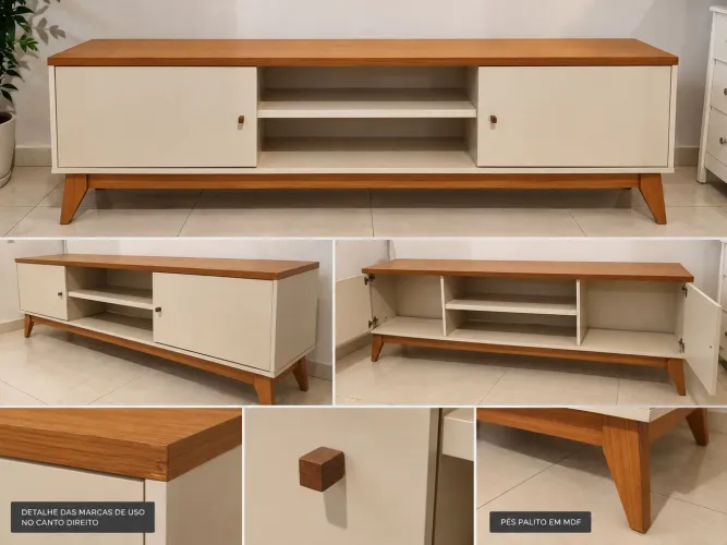 Rack Itália 180cm para TV até 75" | 2 Portas | Pés Palito