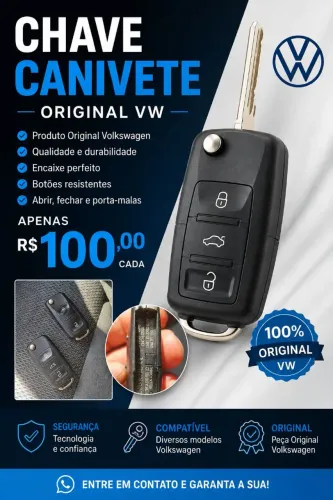 Chave canivete modelo vw somente para veículo vw fácil instalação $130 cada