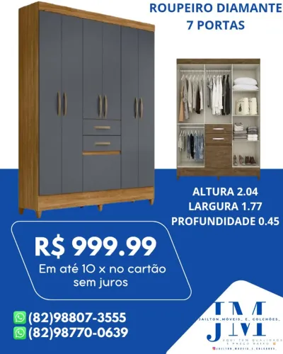 PROMOÇÃO ROUPEIRO DIAMANTE 7 PORTAS