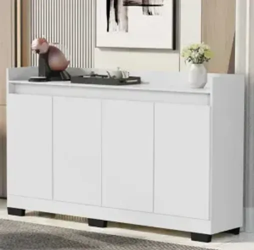 Buffet Real com 4 portas Branco Com Pés