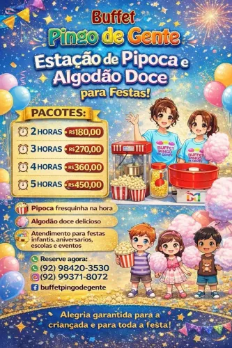 Estação de pipoca e algodão doce