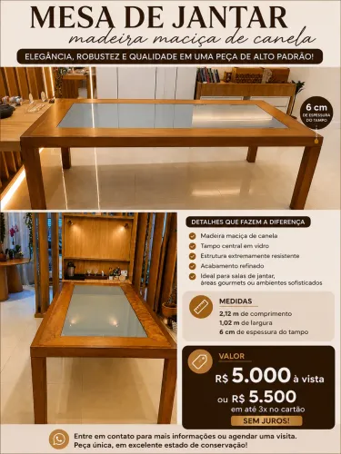 MESA DE JANTAR madeira maciça de canela