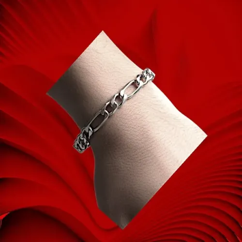 Pulseira Masculina de Prata Polida Elo Fígaro 3 X 1
