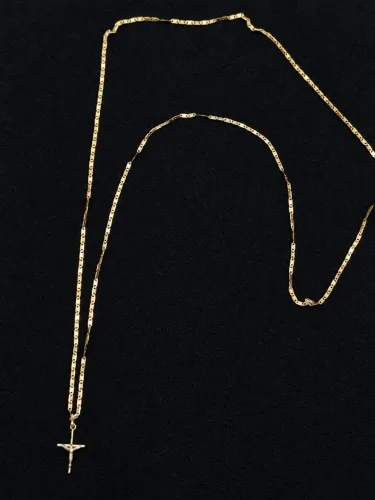 CORDÃO DE OURO 18K COM PINGENTE DE CRISTO