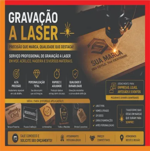 Gravação a Laser para Comunicação Visual e Decoração