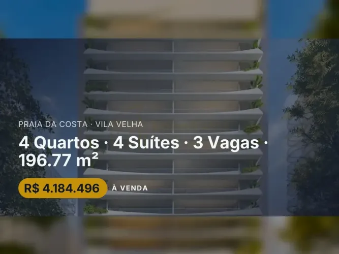 Linda vista para o Morro do Moreno: apartamento na Praia da Costa - Vila Velha!