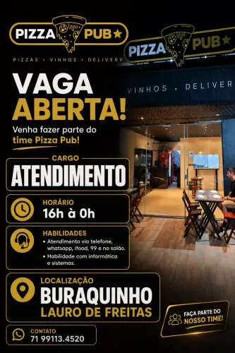 Atendente para pizzaria noite em Lauro de Freitas
