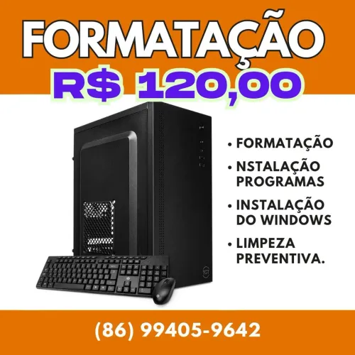 Formatação de Notebook ,instalação de programas(windows e etc...), limpeza e preventiva.