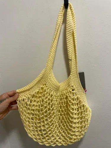 Bolsa Crochê tipo rede amarela 