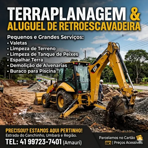 Retroescavadeira por hora ou diária