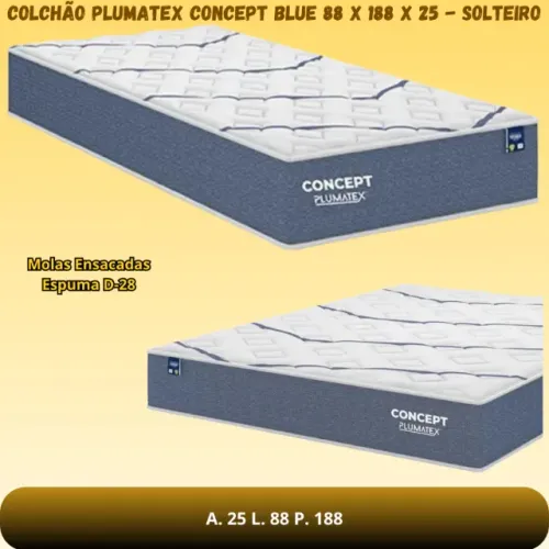 COLCHÃO PLUMATEX CONCEPT BLUE 88 x 188 x 25 - SOLTEIRO