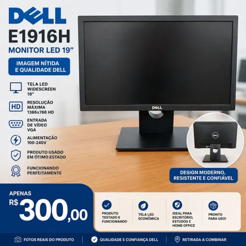 Monitor Dell 19 LED E1916H - Funcionando Perfeitamente