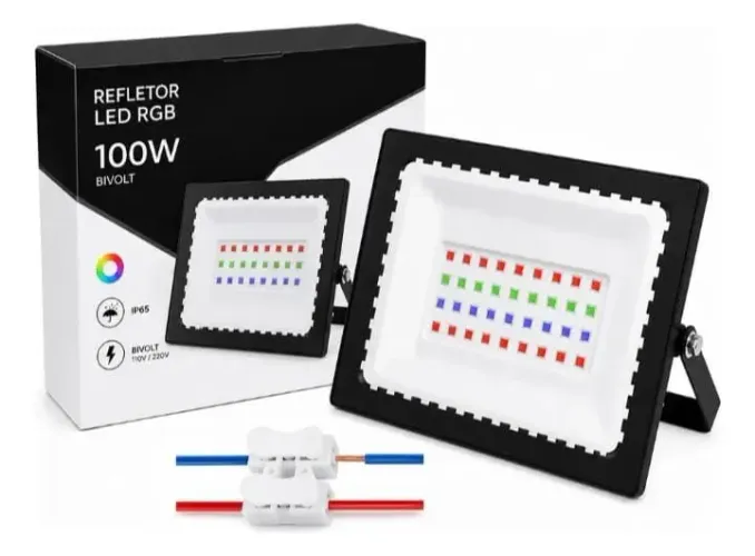 Refletor Led RGB 100w Colorido Bivolt 
