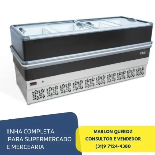 Ilha de Congelados 2M Preta Polar Vidro reto