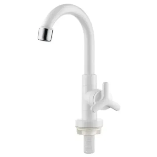Torneira Lavatório Balcão bica móvel ABS plástico branco Sicília herc