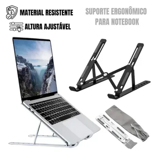 Suporte Para Notebook Alumínio Tablet Ergonômico Dobrável Portátil Base Ajustável Articula