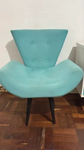 Poltrona Retrô Pés Palito Azul Turquesa (Paga 1 e Leva 2!)