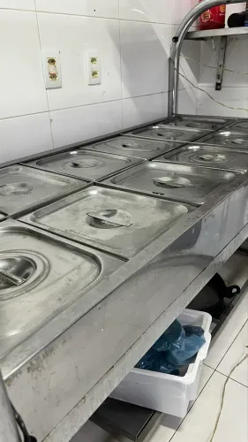 Buffet Quente Industrial 12 Cubas Elétrico Inox Completo