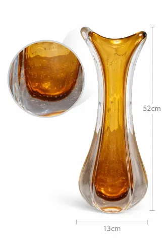 Vaso de Cristal Murano com Amber e detalhes de gotas