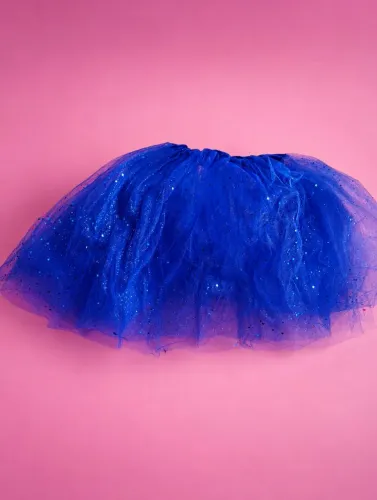 Saia de Tule Azul com Glitter