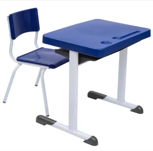 Kit Conjunto Escolar INFANTIL 03 a 06 anos com Mesa + Cadeira Padrão FNDE Cor Azul